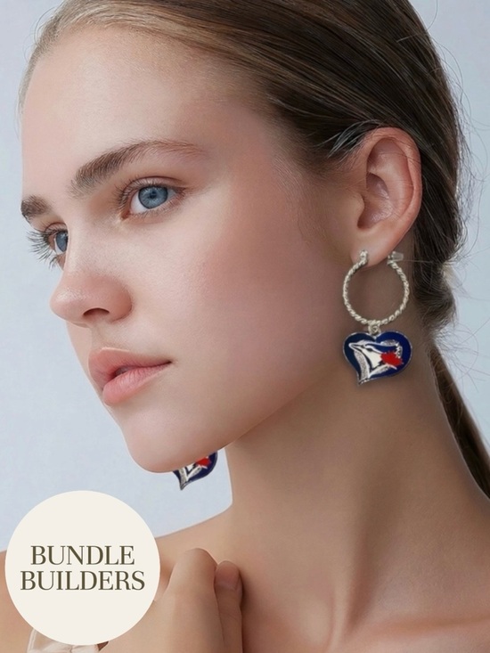 Handcrafted by Lola-TLC Jewelry - $10 Add-on | Blue Jays Hoop Earrings
